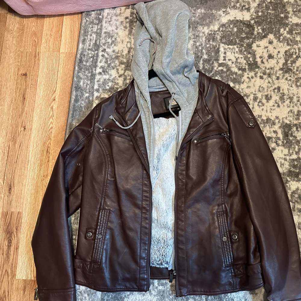 Jou Jou women’s Dark Brown Jacket with Gray Hoodie